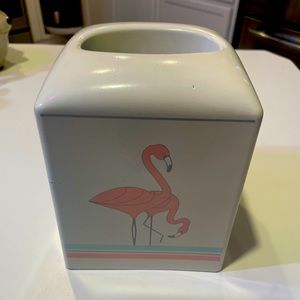 Vintage 80’s Saturday Knight Pink Flamingos Boutique Tissue Box Cover in White